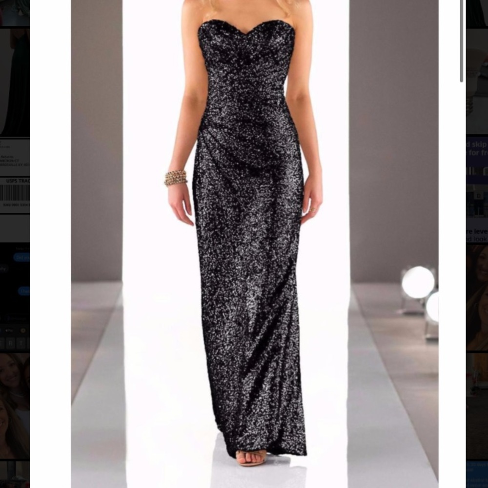Brand New Sorella Vita Strapless Sequins Gown. Size 10. Color: Onyx.